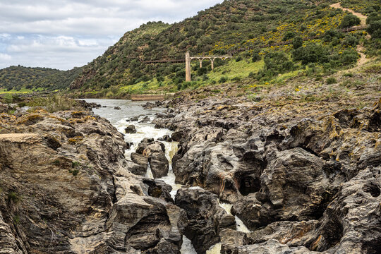 The Leap of the wolf, Pulo do Lobo waterfall in the Guadiana Valley Natural Park at Mertola, Portugal