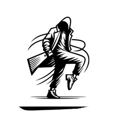 Black and White Vector Silhouettes of Dancers in Aesthetic and Dynamic Poses – Minimalist Art for Motion and Expression