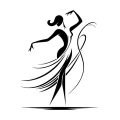 Fototapeta premium Black and White Vector Silhouettes of Dancers in Aesthetic and Dynamic Poses – Minimalist Art for Motion and Expression