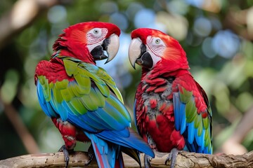 Fototapeta premium two macaws on a branch