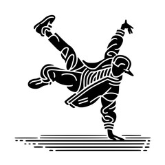 Fototapeta premium Black and White Vector Silhouettes of Dancers in Aesthetic and Dynamic Poses – Minimalist Art for Motion and Expression