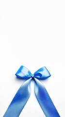 Elegant blue bow on white background enhancing festive atmosphere
