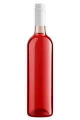 Pink Wine Bottle isolated on white background, full depth of field