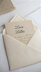 Romantic love letter in envelope on elegant paper