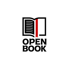 Open book logo symbol with bookmark