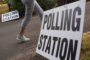 Voter Voting at a Polling Station in UK Election