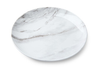 One empty ceramic plate isolated on white