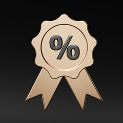 Black Friday Discount Badge with Elegant Gold Percent Symbol – Ideal for Promotions and Sales Events