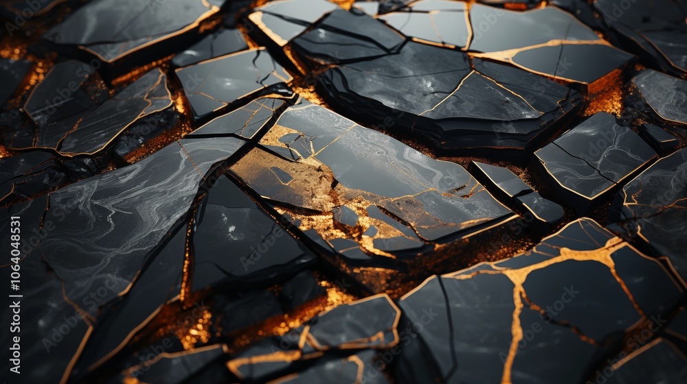 Wall mural black marble background with hints of gold and silver, adding sophistication to any design project.