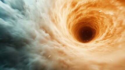Obraz premium Swirling vortex of clouds in contrasting warm and cool tones, AI