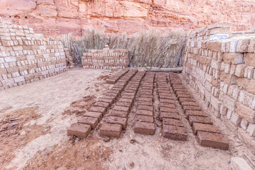 Drying mud bricks in Al Ula Old town, Saudi Arabia