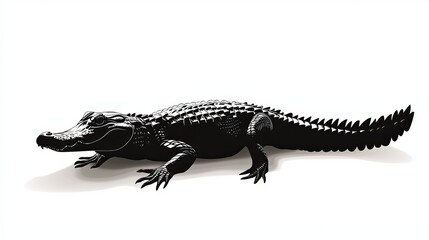 Naklejka premium Alligator Silhouette Vector Illustration: Symbol of Wild Predator and Reptilian Danger