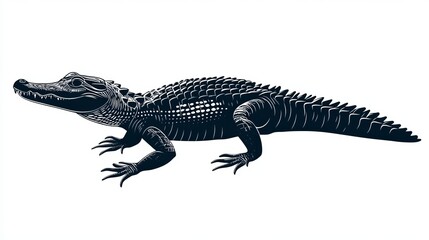 Fototapeta premium Alligator Silhouette Vector Illustration: Symbol of Wild Predator and Reptilian Danger