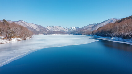 日本の凍った湖