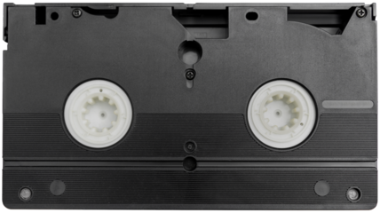 Backside of a Vintage VHS Cassette. a high resolution isolated on a transparent background