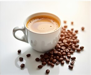 Fototapeta premium cup of hot coffee with foam,