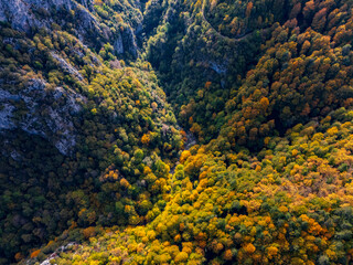 Aerial view of Seker Canyon in Yenice, Karabuk Turkey