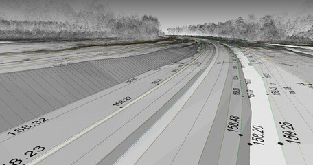 Digital terrain model obtained from lidar scanning results (BIM DTM)