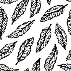 Vector seamless pattern with hand drawn leaves. Beautiful design for textile, wallpaper, wrapping paper and backgrounds.