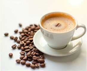 Obraz premium cup of hot coffee with foam,