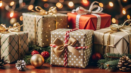 Colorful holiday presents on a background