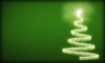 Fondo de degradado verde con textura de pared y árbol de navidad blanco para felicitación