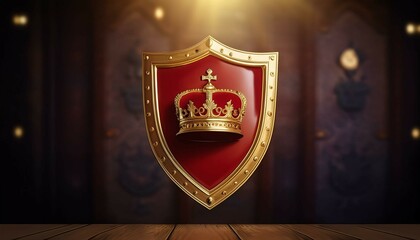 red shield with golden ribbon