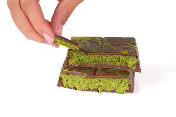 Dubai chocolate, Dubai chocolate with pistachio, kadaif chocolate
