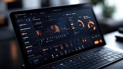 Laptop Displaying Data Analysis and Charts