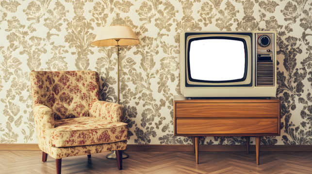 Old Vintage Room With Mock Vintage TV