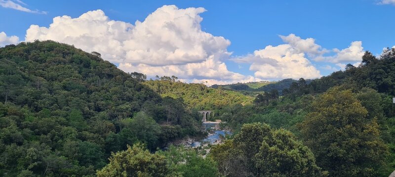 Viaduc du train &agrave; vapeur des C&eacute;vennes au-dessus du gardon de Saint-Jean