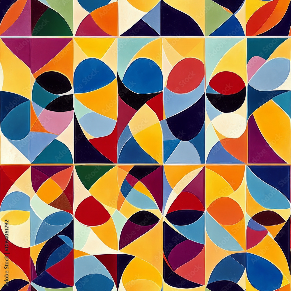 Wall mural vibrant abstract geometric pattern with overlapping shapes for modern art design