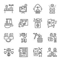 Set of Linear Style Cloud Technology Icons 

