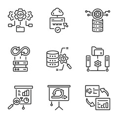 Pack of Cloud Data Linear Style Icons 