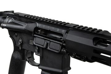 Modern automatic rifle isolated on white background. Weapons for police, special forces and the...