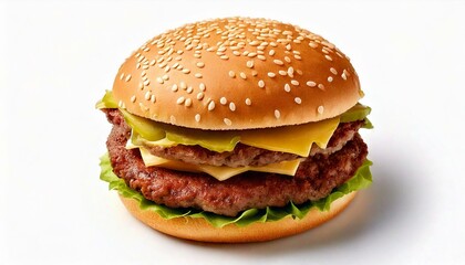 hamburguesa con doble carne sobre fondo blanco