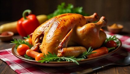  a succulent golden-brown turkey, Christmas dinner, soft golden lighting, family holiday dinner, festive celebration, Holiday, tradition and delicious homemade meal, created with generative ai