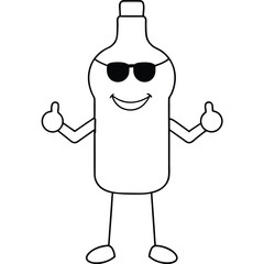 Cool Thumbs-Up Bottle Character with Sunglasses
