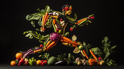 Healthy Lifestyle  Running Figure Made Of Fruits And Vegetables