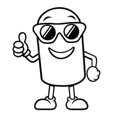 Cool Thumbs-Up Bottle Character with Sunglasses