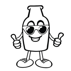 Cool Thumbs-Up Bottle Character with Sunglasses
