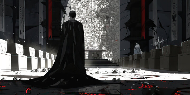 Vatican of Vile Secrets: A secretive chamber, lined with forbidden texts and grotesque artifacts, revealing the true nature of a long-forgotten cult.