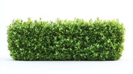 Green shrubby tropical plant fence bush tree with lush leaves, isolated on white background with clipping path.