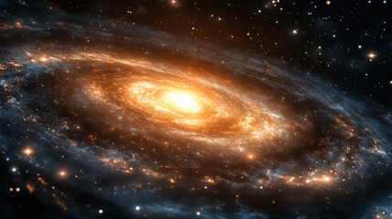 A breathtaking view of a spiral galaxy with a bright core, surrounded by a cloud of gas and dust, against a backdrop of stars.