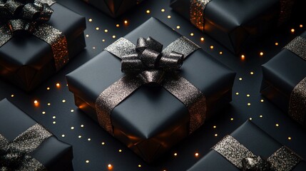 Black gift boxes pattern