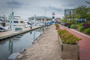Walking to Lighthouse Point in Canton, Baltimore MD USA