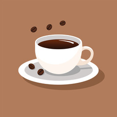 Minimalist Coffee Cup Vector Illustration isolated white background