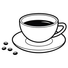 Minimalist Coffee Cup Vector Illustration isolated white background