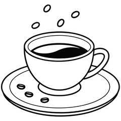 Minimalist Coffee Cup Vector Illustration isolated white background