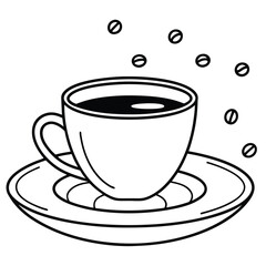 Minimalist Coffee Cup Vector Illustration isolated white background